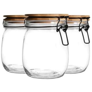 Airtight Wooden Clip Lid Glass Storage Jars