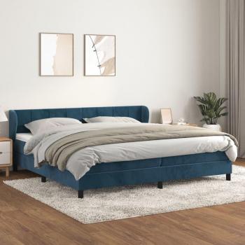 Lit avec matelas en velours bleu foncé 200x200 cm