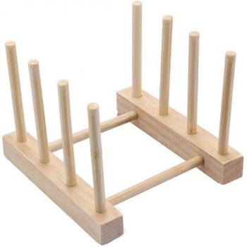 Soporte de almacenamiento de bambú para platos