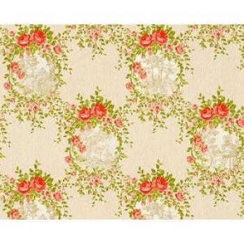 Stilvoller Barock: Casa Padrino Vliestapete in Beige, Grün & Rot
