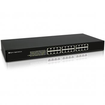 Digicom 8E4560 Switch Desktop Nero, 24 Porte RJ45 Gigabit Ethernet (10/100/1000Mbps), Plug & Play con Kit per Montaggio Rack