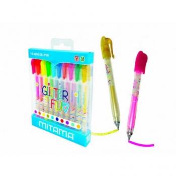 Mitama, Mini Gelstifte, 10 Stück in Glitter und Neonfarben