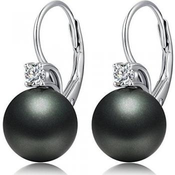 Silber-Perlenohrringe Schwarz Sterling