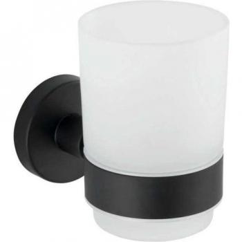 WENKO Zahnputzbecher Uno Bosio Black Edelstahl matt