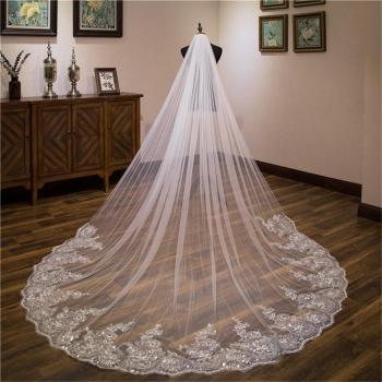 Applique Lace Edge Wedding Veil