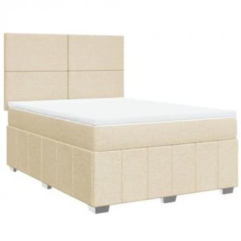 VidaXL Luxuriöses Boxspringbett mit Matratze Creme 140x200 cm