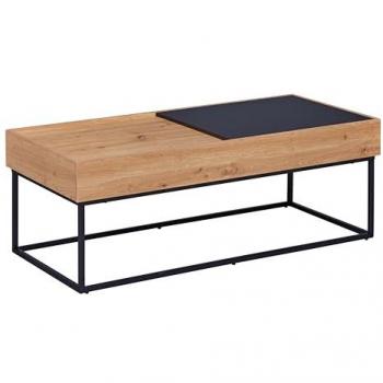 Table basse Filora en bois et métal avec rangement