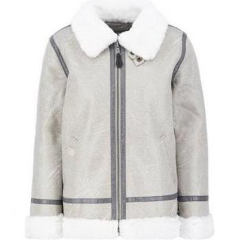Alpha Industries Frauen‑Jacke B3 FL – Lederrückseite, weiß