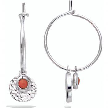 Estrella del Atardecer: Pendientes Oro Blanco con Coral Naranja