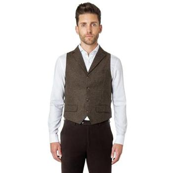 Brown Herringbone Waistcoat for Men – XPOSED JAX Collection (Size 44)