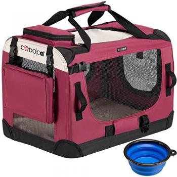 Transportadora de perros y gatos S 50x34x36cm color rojo oscuro
