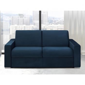 Canapé Bleu Nuit Convertible Velours – Lattes 120 cm, Matelas 22 cm (CALITO)