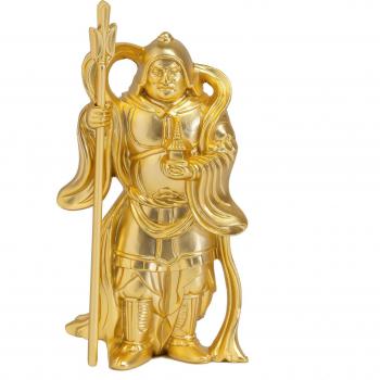 Ornamento de Buda Bishamonten en Cobre Bañado en Oro