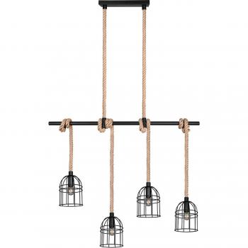 Pendelleuchte Wodan, 4-flammig, Sisal-Optik