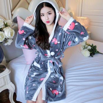 Robe de Bain Nuit Femme Flanelle Cartoon Confort