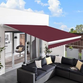 Full Cassette Patio Awning, Burgundy, 3.5m × 2.5m, Electric Retractable