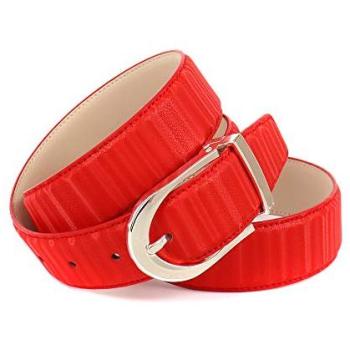 Rotes 3D‑Optik Lederband Anthoni Crown für Damen – 90 cm, Rindsleder, Glanzschloss