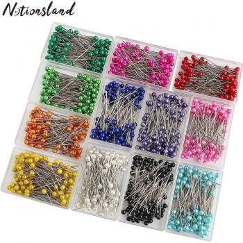 100 pcs Straight Sewing Pins with Pearl Heads