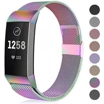 Bandage Metal Funbiz Remplacement pour Fitbit Charge 3 Grand Femme Homme Colorato