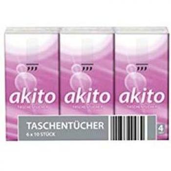 Mouchoirs en papier AKITO, 4 couches, blanc, 6 unités