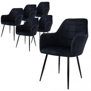 Set di 6 Poltrone da Pranzo Nere