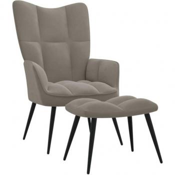 Vidaxl Chaise De Relaxation Avec Repose-Pied Gris Clair Velours