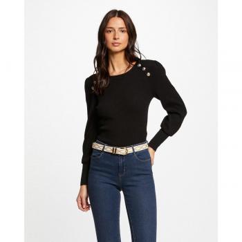 Morgan Damen Pullover 241-MSUCCES Schwarz Slim Fit Größe L
