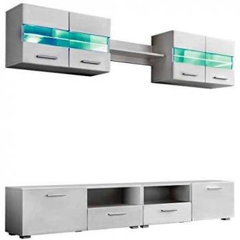 Contemporary High Gloss White TV Unit with LED Lights