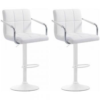 Bar Stools Lucy V2 – Duo en similicuir, finition blanche