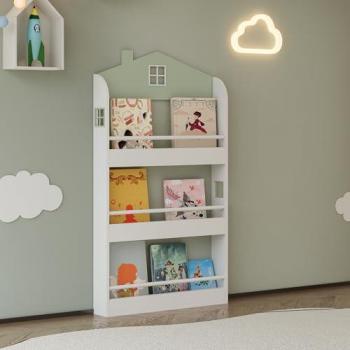 Vipsali Casetta Libreria Frontale 106×60×12 cm, Colorato Verde Menta & Bianco