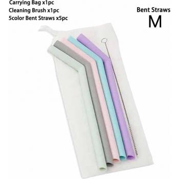 Pajitas Reutilizables de Silicona en 5 Colores con Cepillos para Vasos de 20 oz