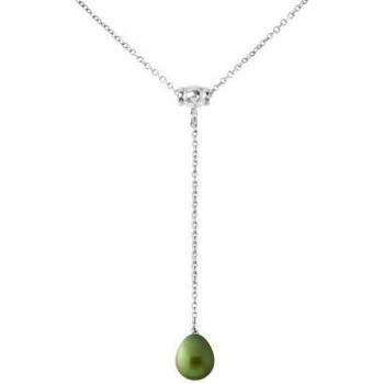 Collar de Perla Verde Intenso 9-10 mm – Plata 925 – 42 cm