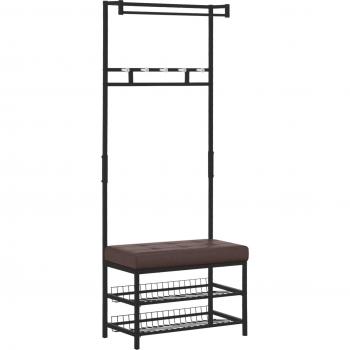 Perchero Phill Homcom con Asiento y Estantes 180x72.5x35 cm Negro