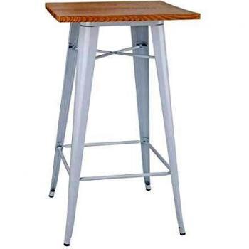 Bolero Bistro Bar Table with White Wooden Top and Metal Base (Double)
