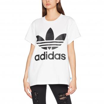 Adidas Damen Big Trefoil Shirt – Farbe Weiß/Black, Größe 40
