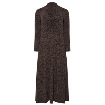M&Co Women’s Brown Floral Ruched Maxi Dress, Petite, Size 10