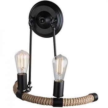 Lampe de salon murale en chanvre, style rétro