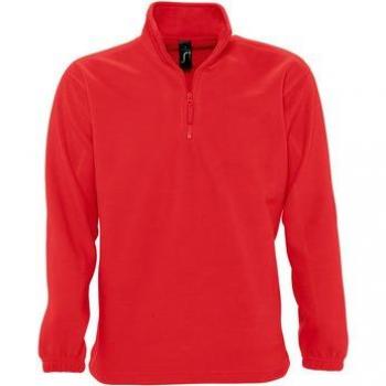 Sols Unisex Fleecepullover Ness mit Halbreißverschluss in Rot