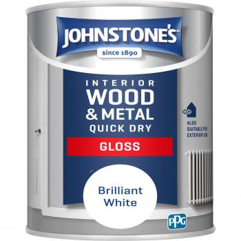 JOHNSTONE’S QUICK DRY GLOSS BRILLIANT WHITE 750ML
