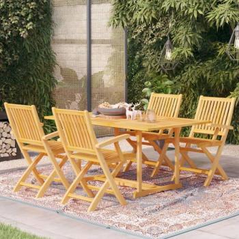 Kit mobilier extérieur teck robuste 5 pcs