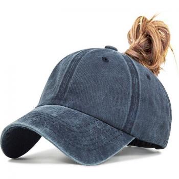 Gorra de algodón para mujer con apertura para coleta