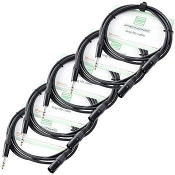 Câble Pronomic 2,5m Lot de 5 XLR Male 6,3mm Jack Stéréo