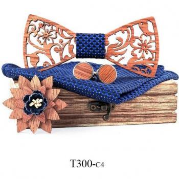 Corbata de Pajarita de Madera con Patrón Gris