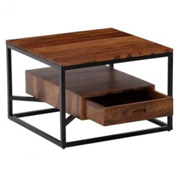 WOHNLING Wohnzimmertisch 60x60x40 cm aus Massivholz