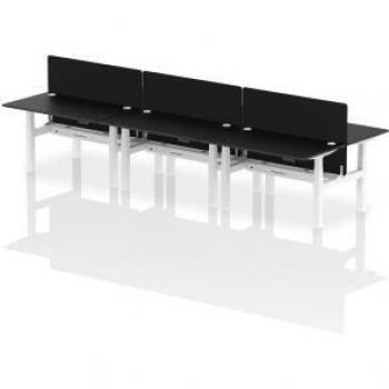 Air 1400×800mm Multi‑User Adjustable Bench Desk – Black Top, Integrated Power & Cable Management