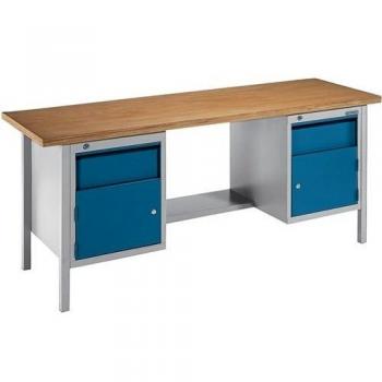 Werkbank PW 700 B2000xT700xH840mm Buche Multiplex grau blau