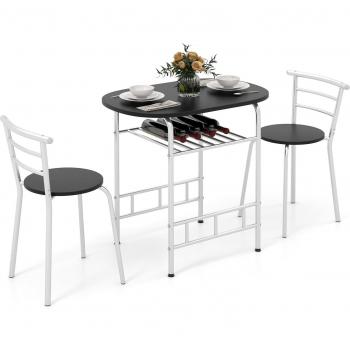 Tavolo Bar con Sedia Portata 150 kg – Nero e Argento