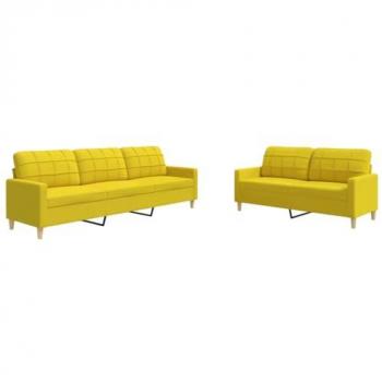 Vidaxl Juego de sofás 2 piezas tela amarillo claro