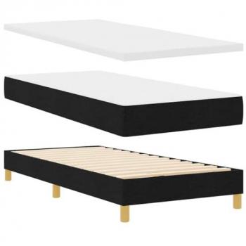 Cama Box Spring con Colchón 190x90 cm Negro Poliester VidaXL