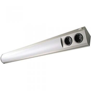Wandleuchte und Deckenleuchte LED 560mm mit Steckdose, Edelstahl Effekt